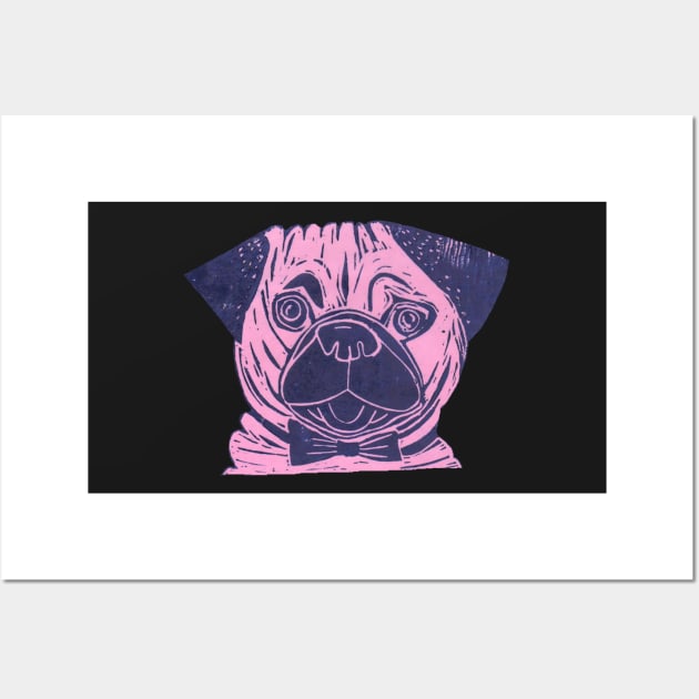 Dog. Posh Pug, pink Wall Art by krisevansart